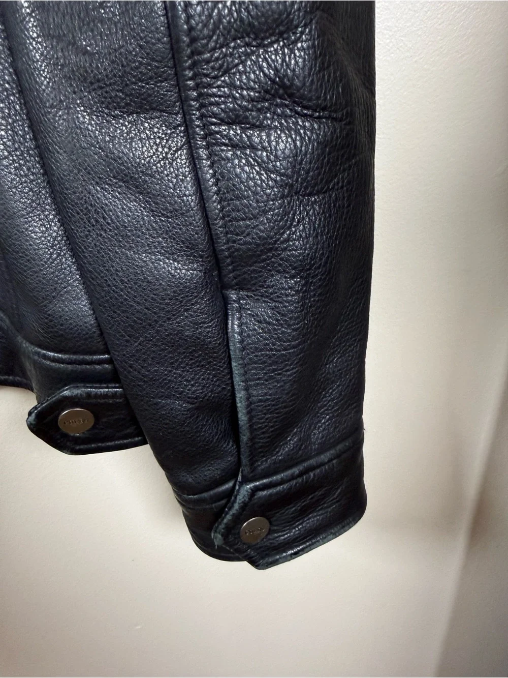 GUESS Men’s S Black Genuine Leather Full Zip Jacket 100% Leather Y2K
